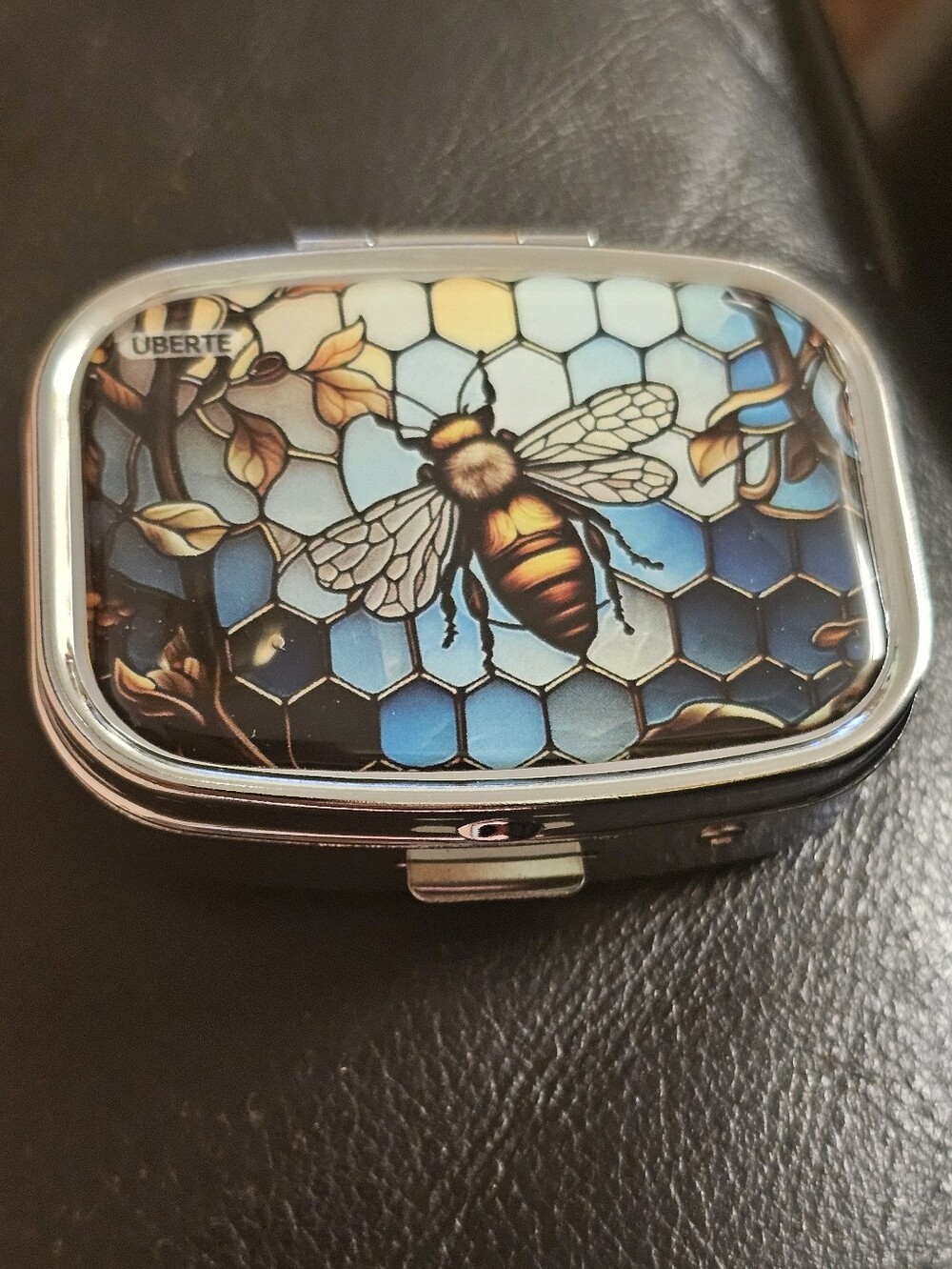 Honeybee Rectangular 2 Compartment Travel Vitamin Pill Box New Without Tag